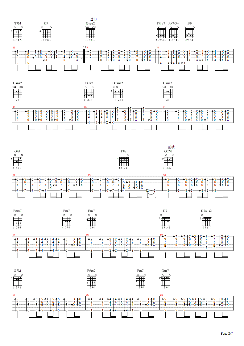 我爱你-卢广仲 吉他谱