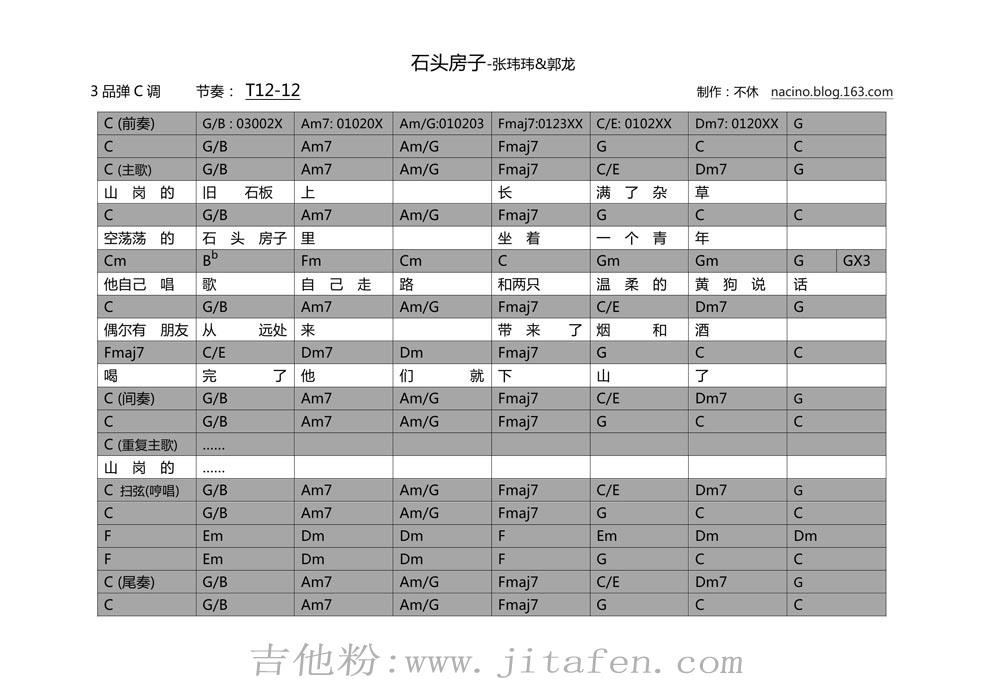 石头房子 吉他谱