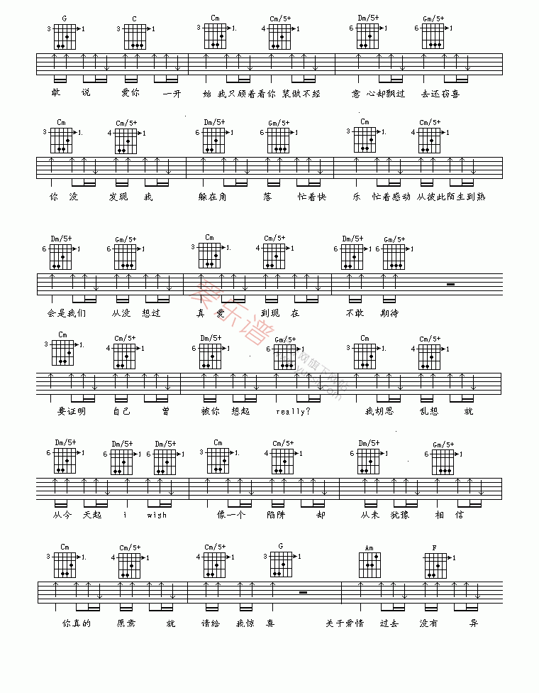 蔡依林《说爱你》 吉他谱