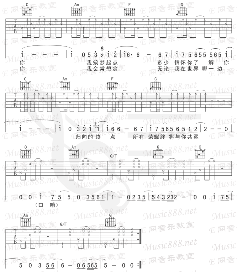梦的起点 吉他谱