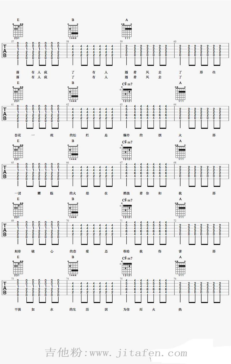 生活因你而火热吉他谱_新裤子乐队_和弦弹唱图谱 吉他谱