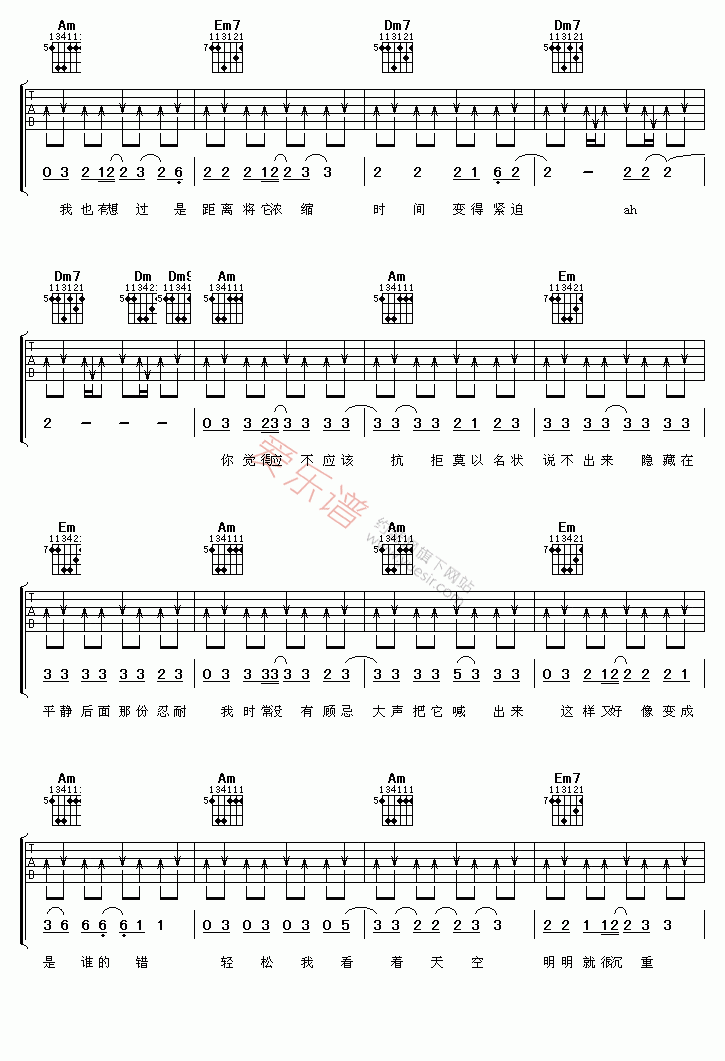 伍佰《纯真年代》 吉他谱