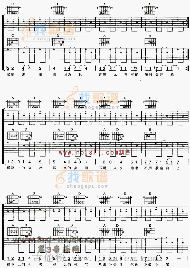 稻草上的火鸡 吉他谱