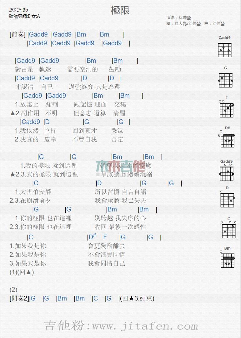 极限 吉他谱