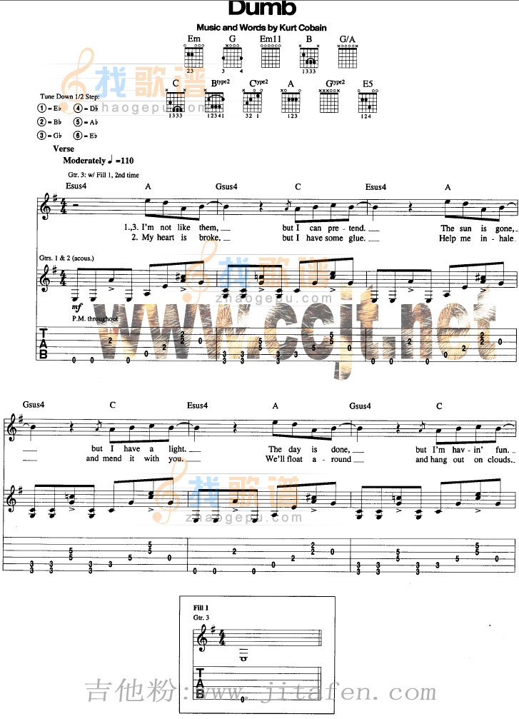 Dumb吉他谱 吉他谱