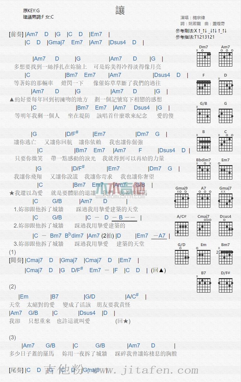 让 吉他谱