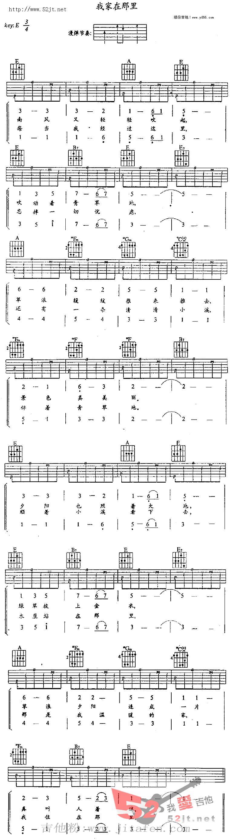 我家在那里 吉他谱