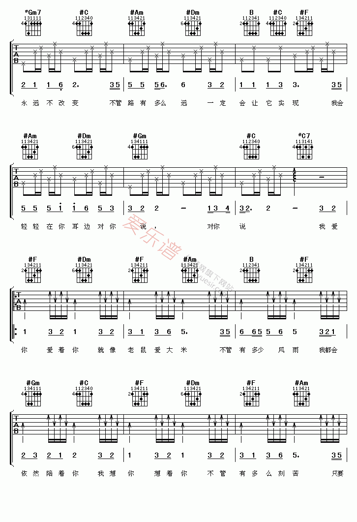 杨臣刚《老鼠爱大米》 吉他谱