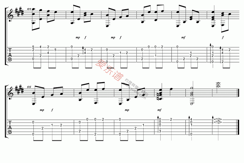 中孝介《夏夕空(指弹版)》 吉他谱