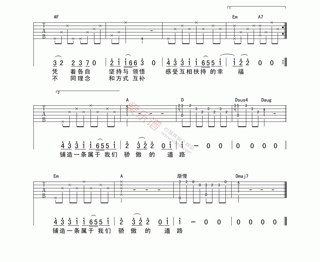 光良《风雨同路》 吉他谱