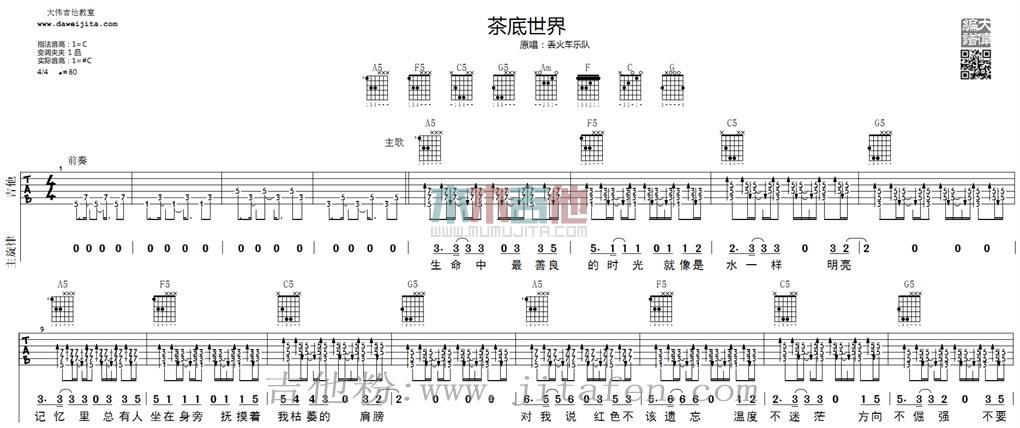 茶底世界 吉他谱