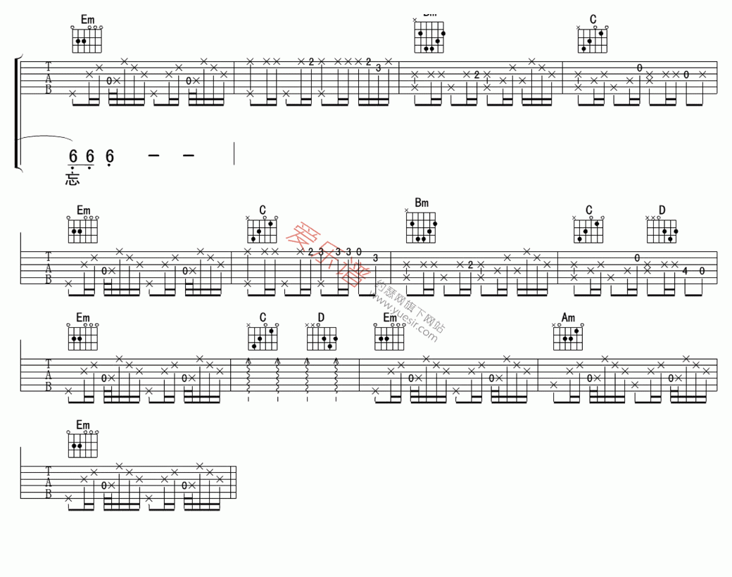 林子祥《在水中央》 吉他谱