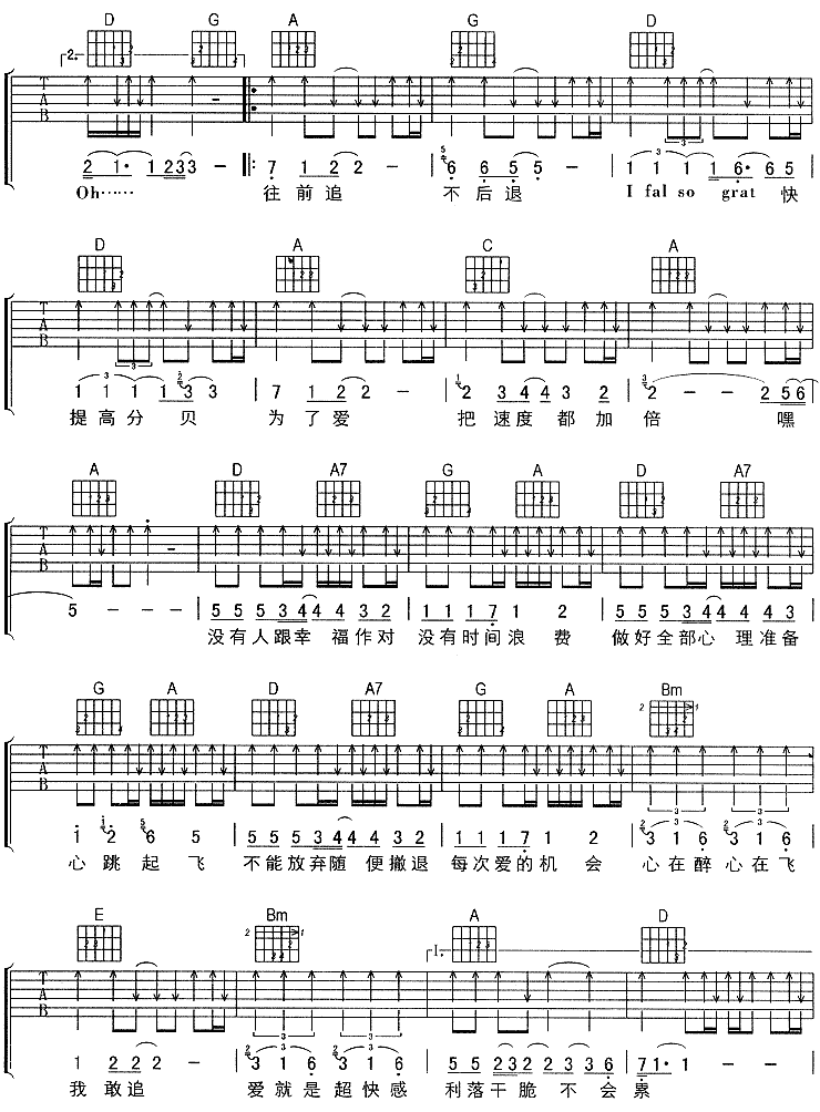 超快感（孙燕姿） 吉他谱