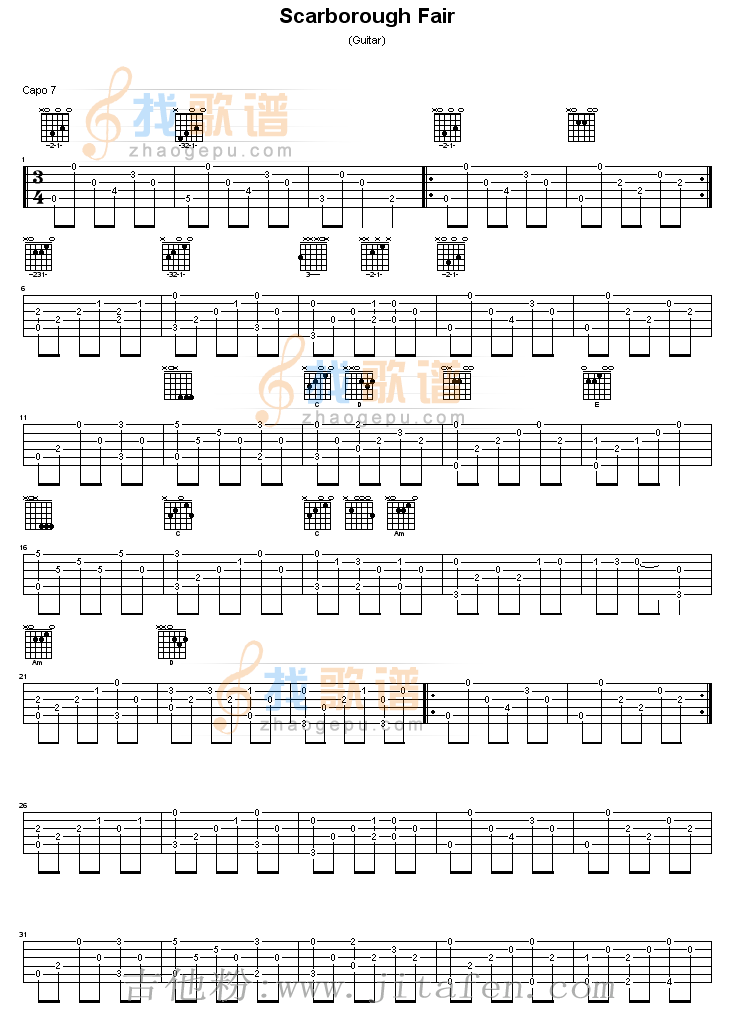 scarborough_fair-独奏吉他谱( GTP) 吉他谱