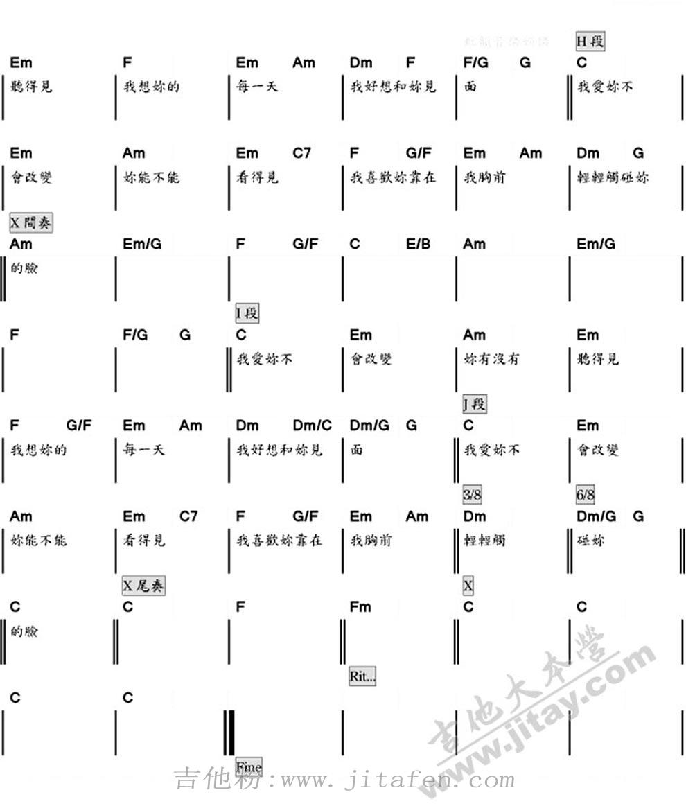 我爱你不会改变 原版 吉他谱