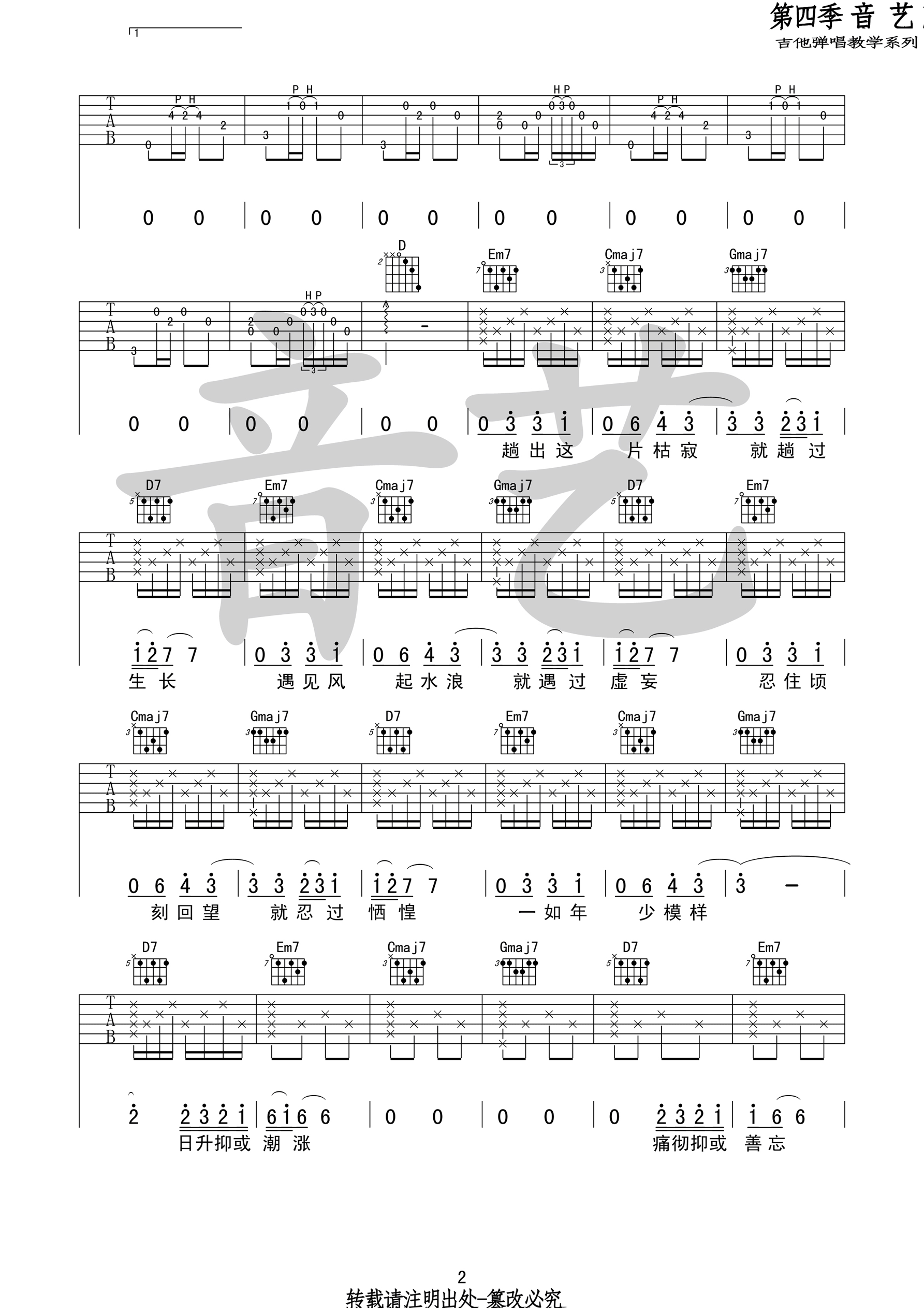 陈鸿宇《途中 原版 》吉他谱-Guitar Music Score-看谱啦