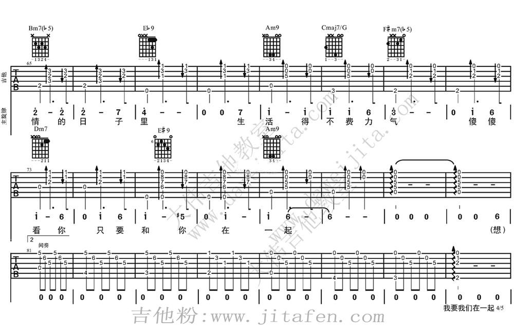 我要我们在一起吉他谱-范晓萱-吉他弹唱教学视频 吉他谱