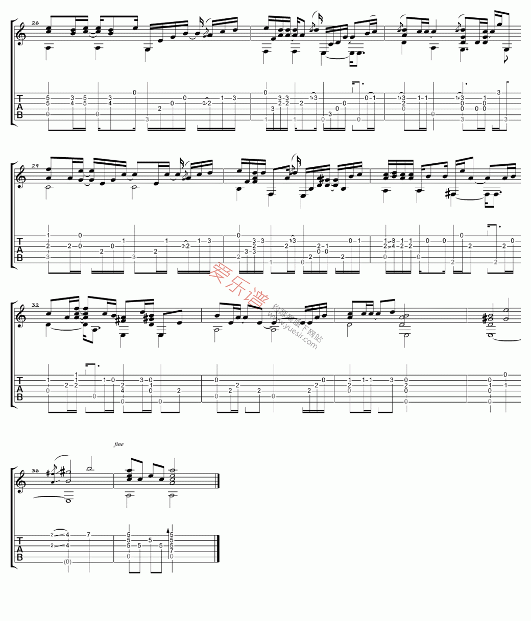 卢家宏吉他谱【卡农】带和弦完美版-吉他曲谱 - 乐器学习网
