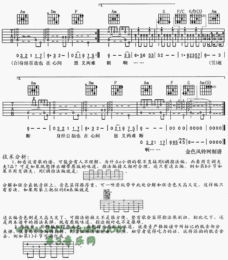 铁血丹心(83版《射雕英雄传》主题歌、粤语) 吉他谱