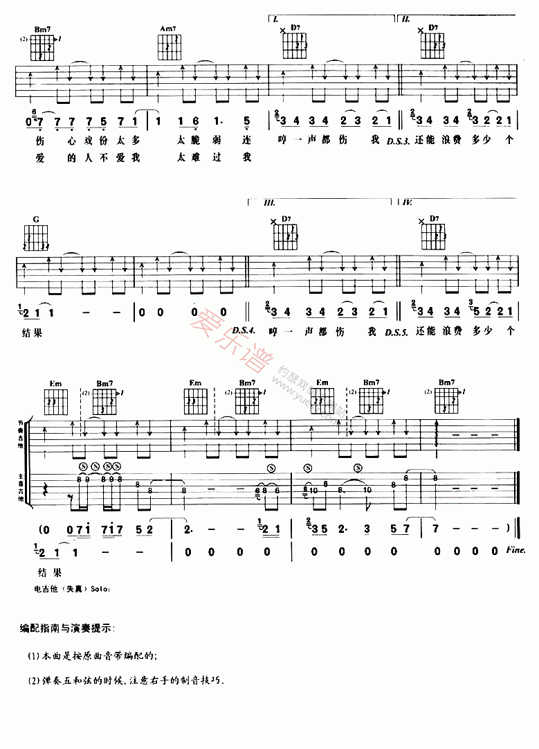 品冠《门没锁》 吉他谱