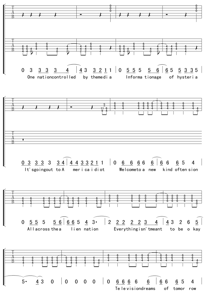 American Idiot 吉他谱