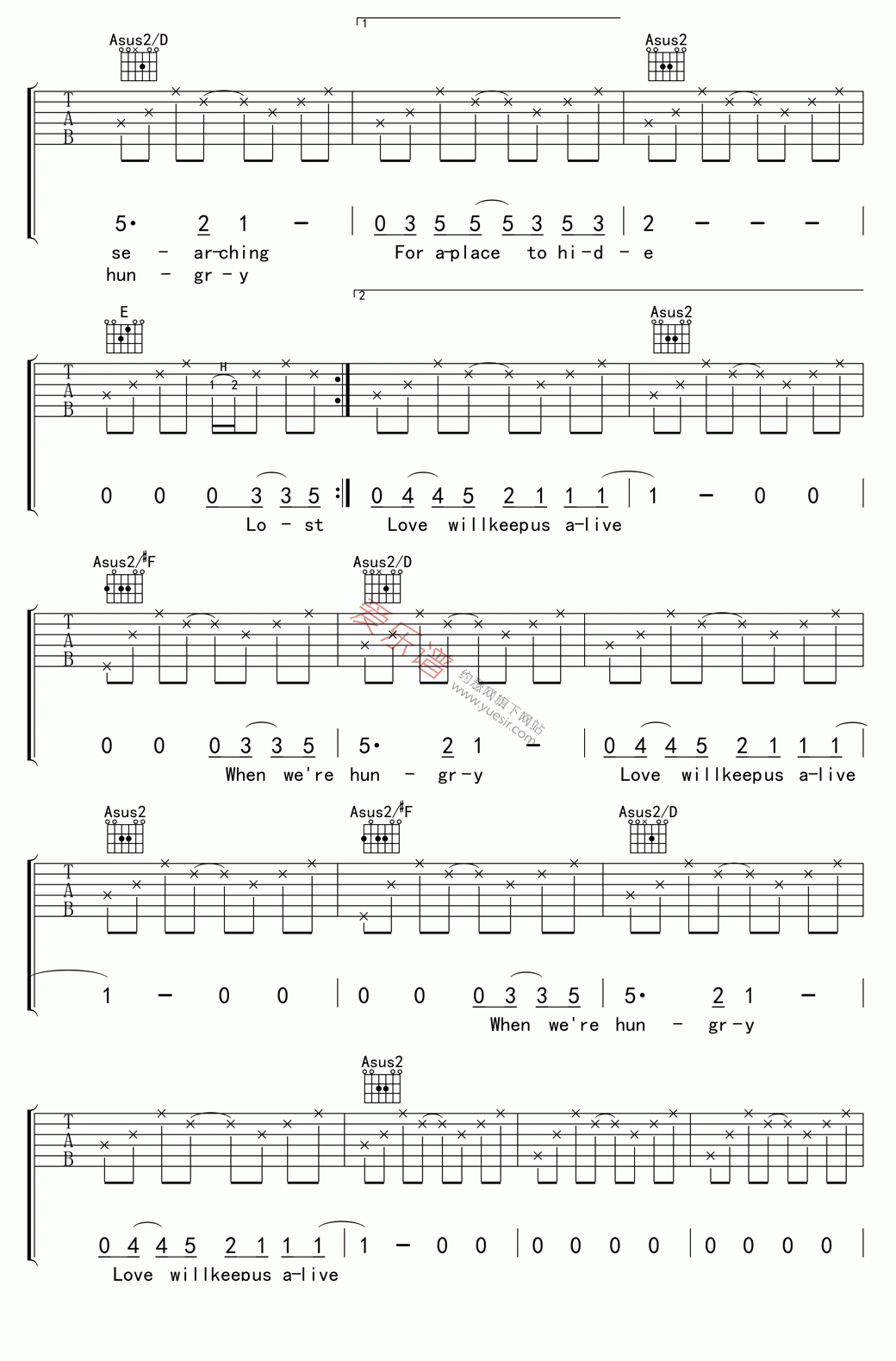 The Eagles(老鹰乐队)《Love will keep us alive(爱让我们活下去)》 吉他谱