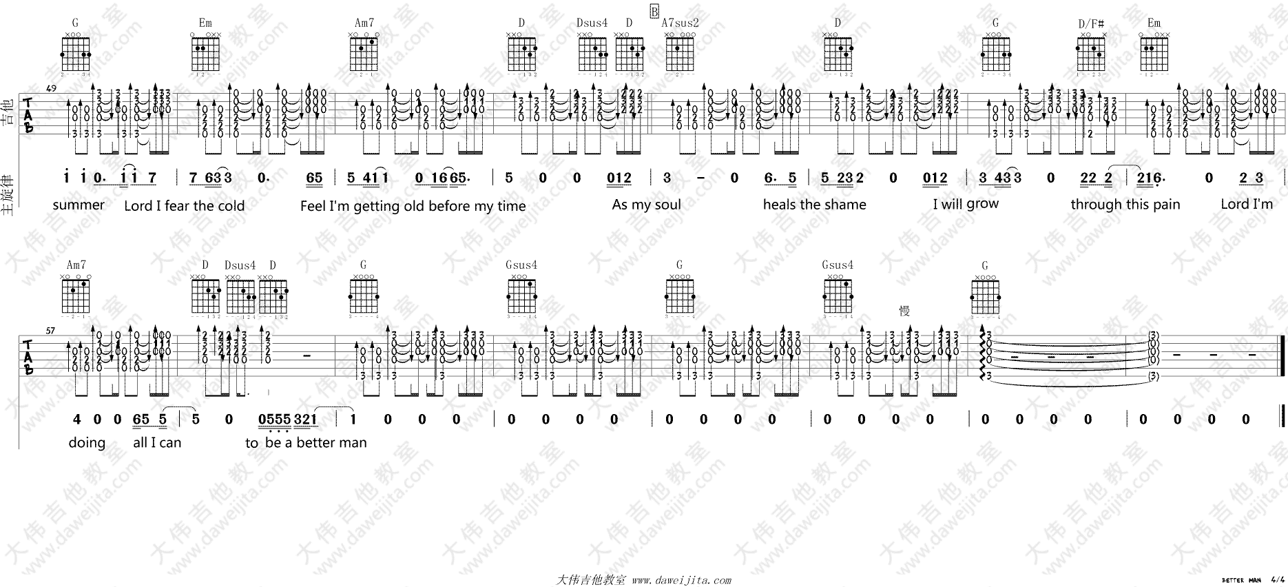 Better man 吉他谱