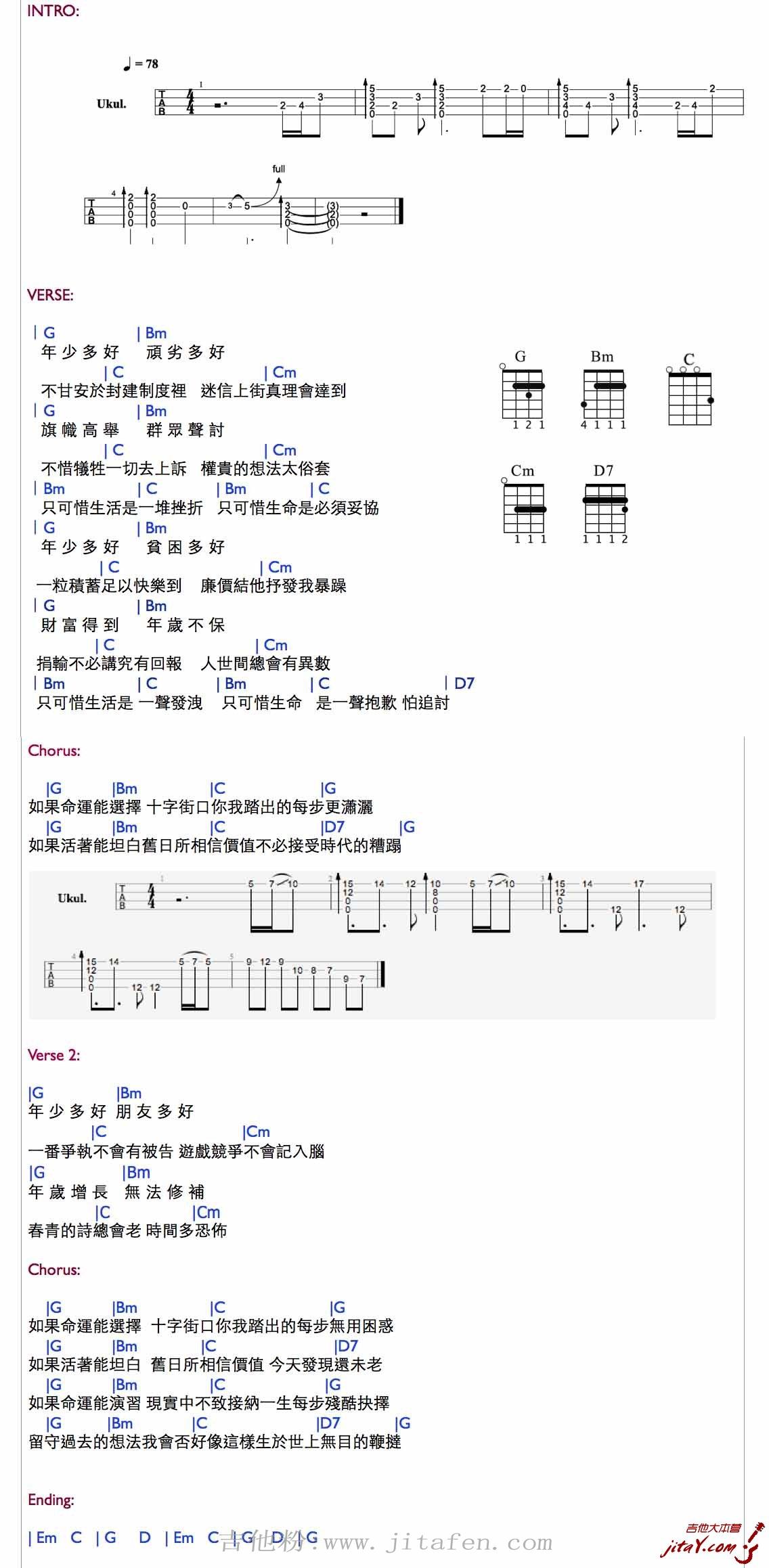 年少无知ukulele谱_林保怡《天与地》插曲 吉他谱