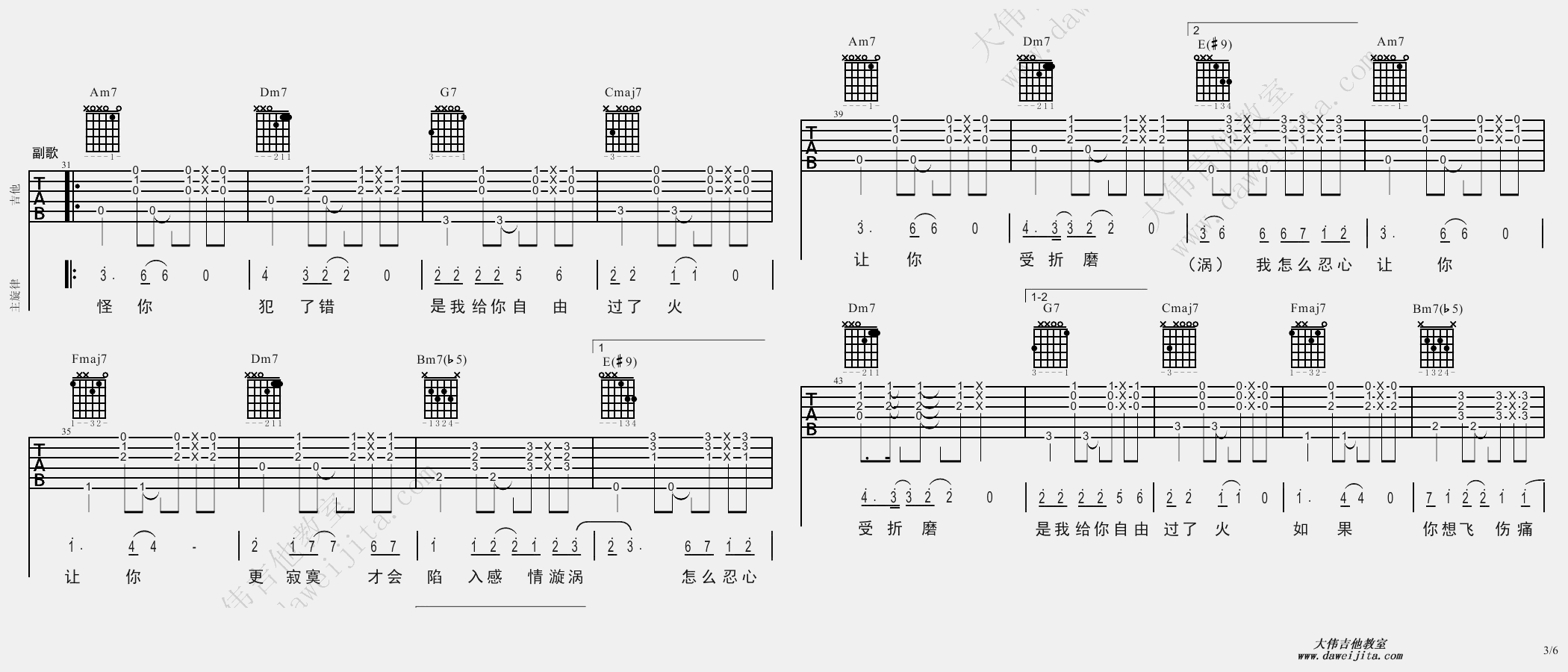 过火(BossaNova) 吉他谱