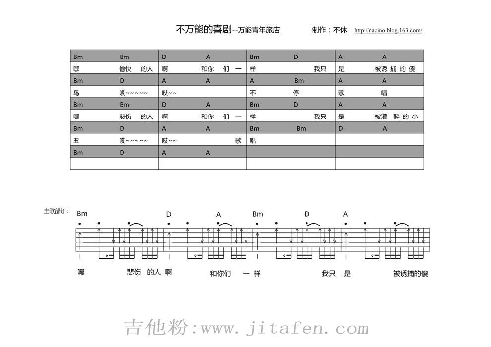 不万能的喜剧 吉他谱