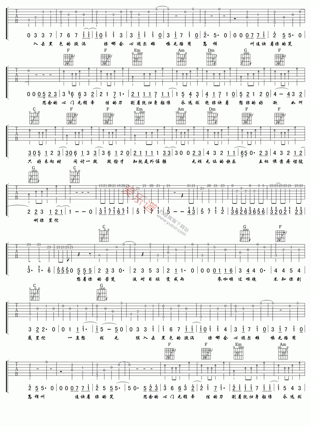 萧煌奇《你置佗》 吉他谱