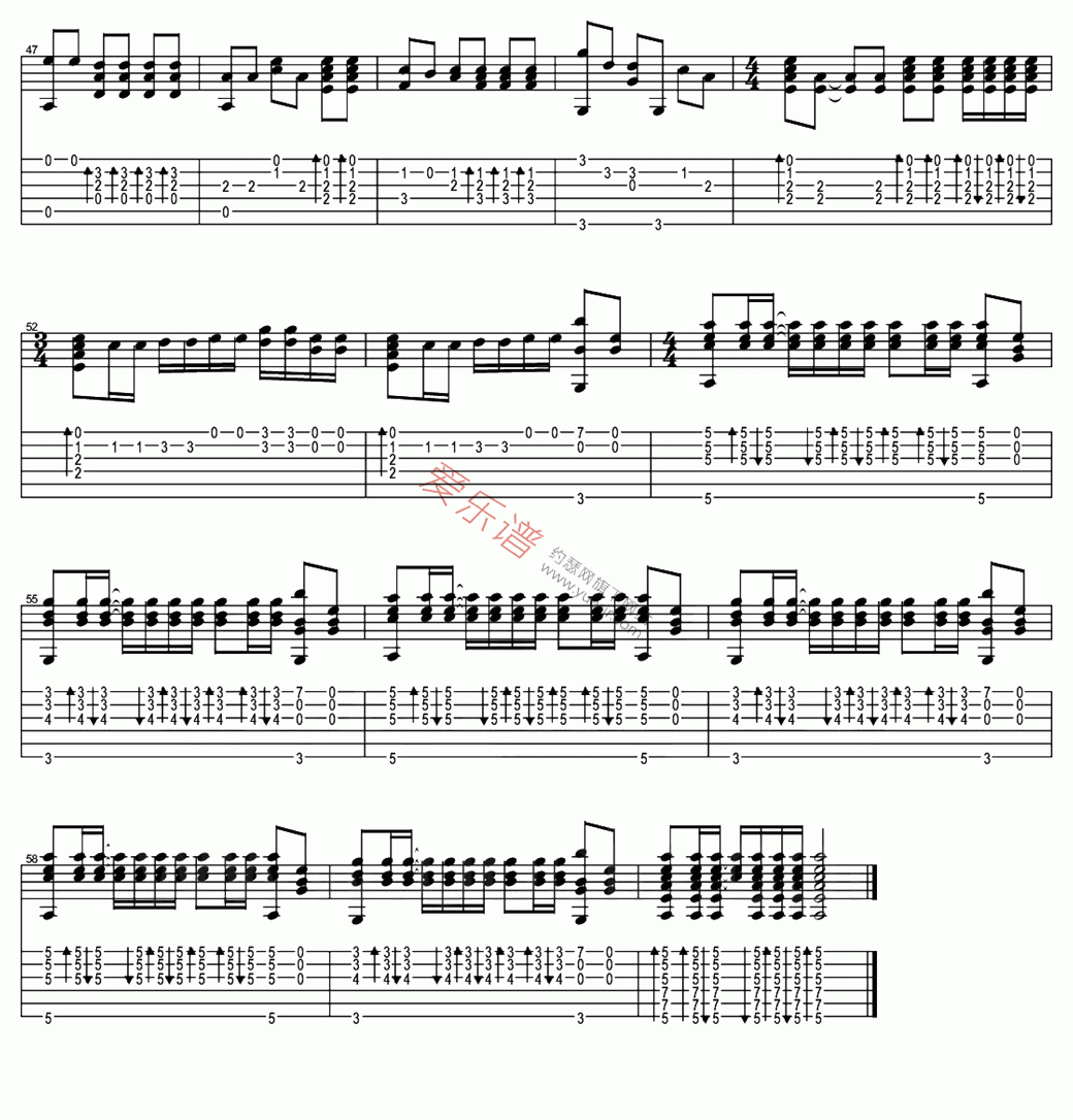 阿涛《渡情(指弹版)》 吉他谱