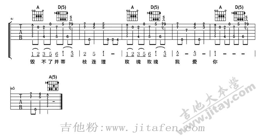 玫瑰玫瑰我爱你 吉他谱