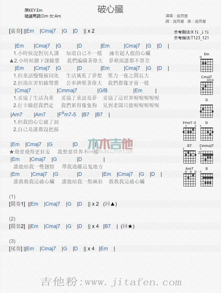 破心脏 吉他谱
