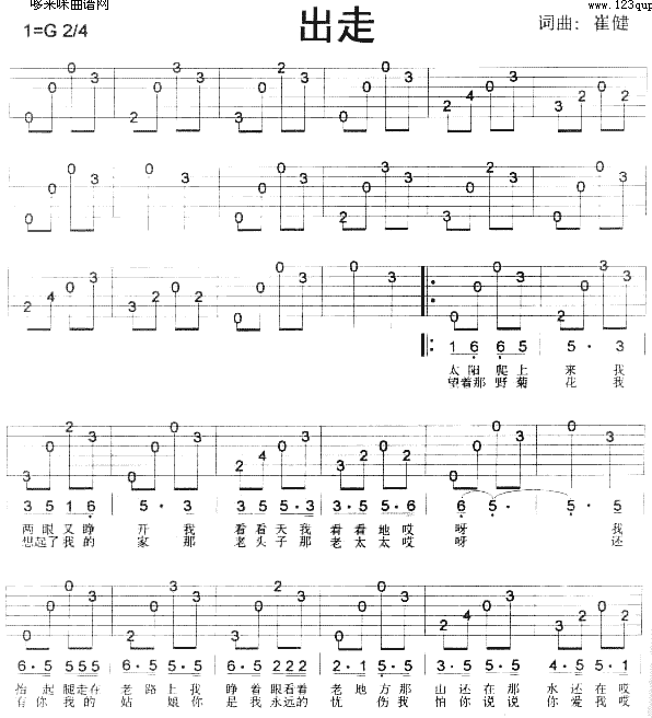 出走 (崔健) 吉他谱
