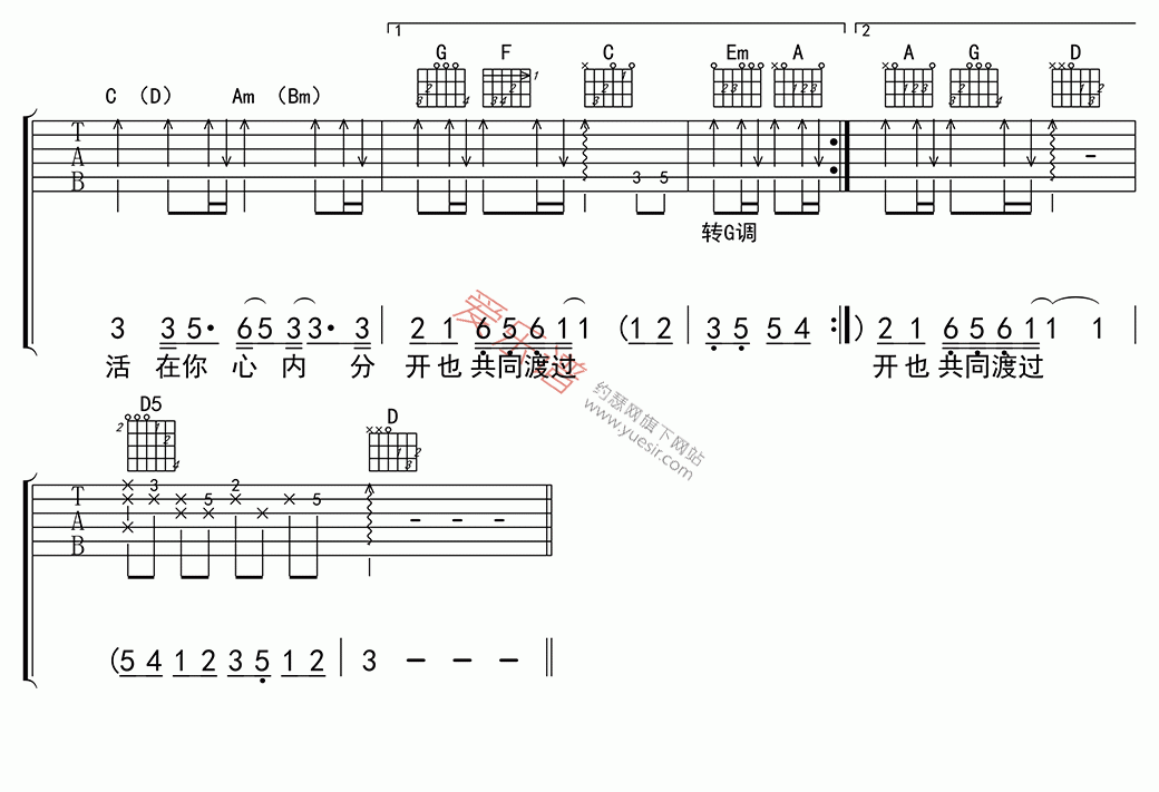 张国荣《共同渡过》 吉他谱