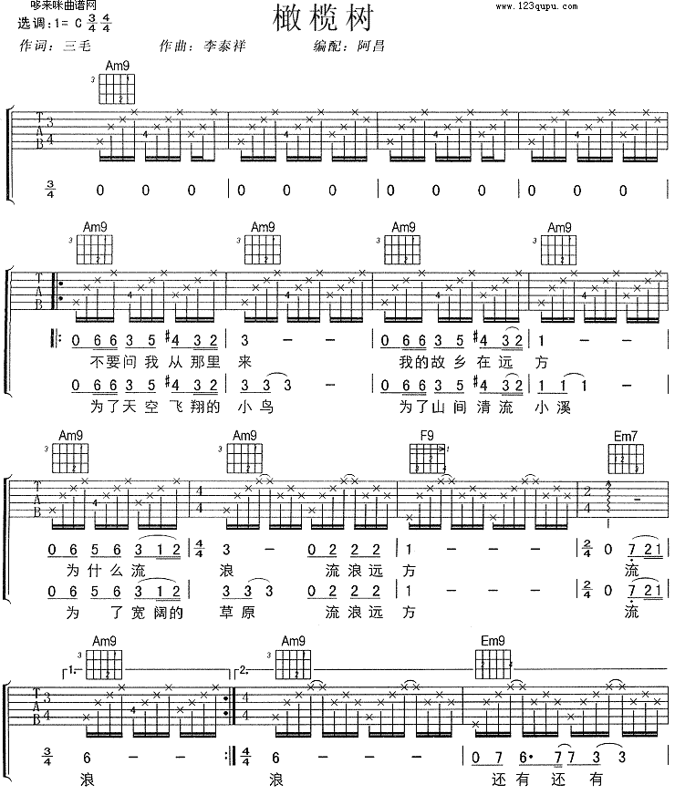 橄榄树 (孙燕姿) 吉他谱