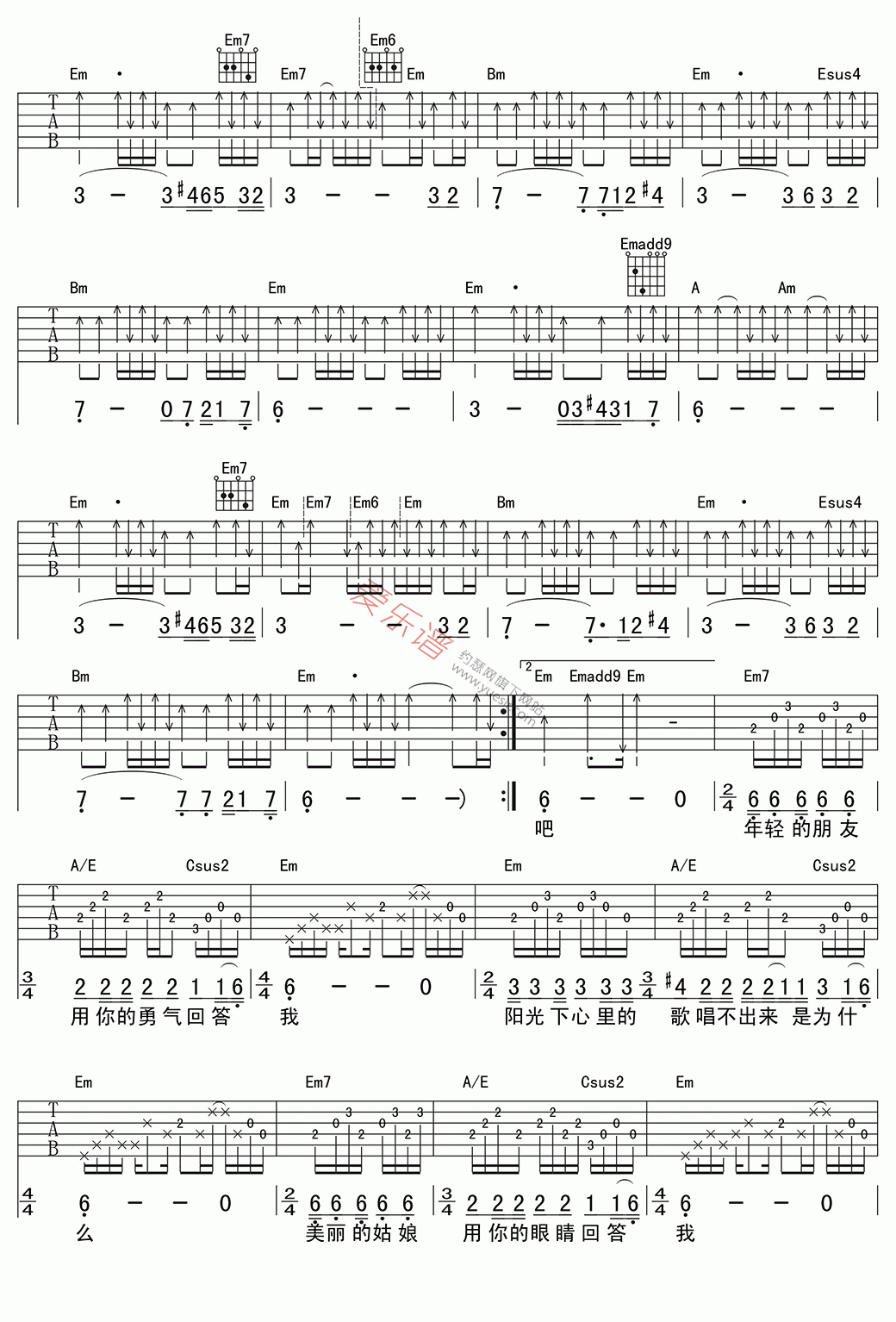 张玮玮《梦话》 吉他谱