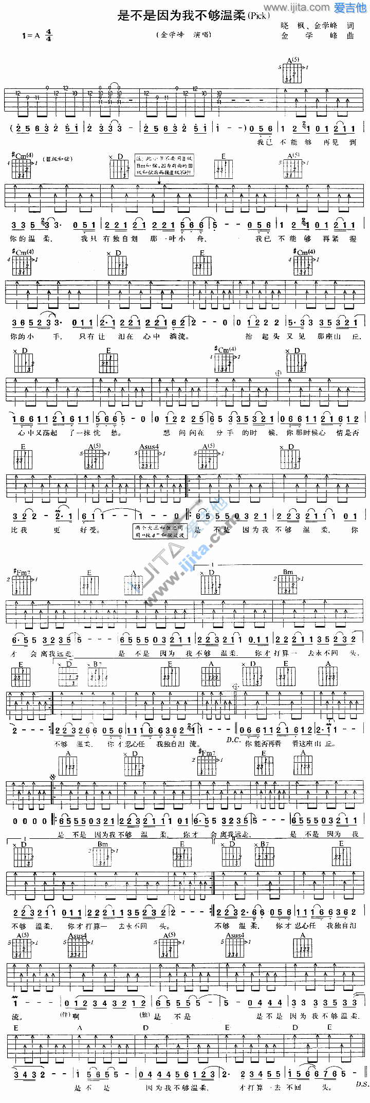 是不是因为我不够温柔 吉他谱