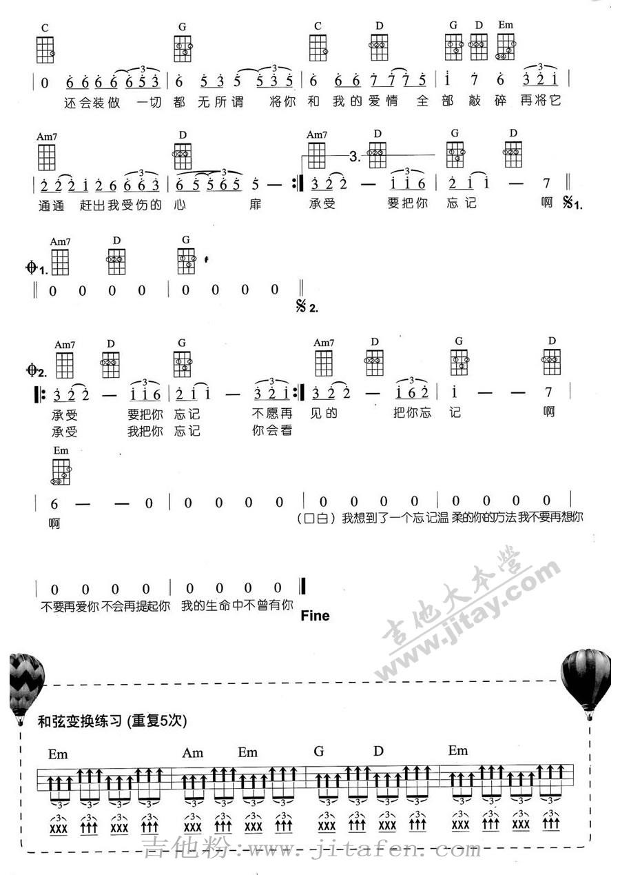 浪人情歌尤克里里谱-伍佰_浪人情歌ukulele弹唱谱 吉他谱