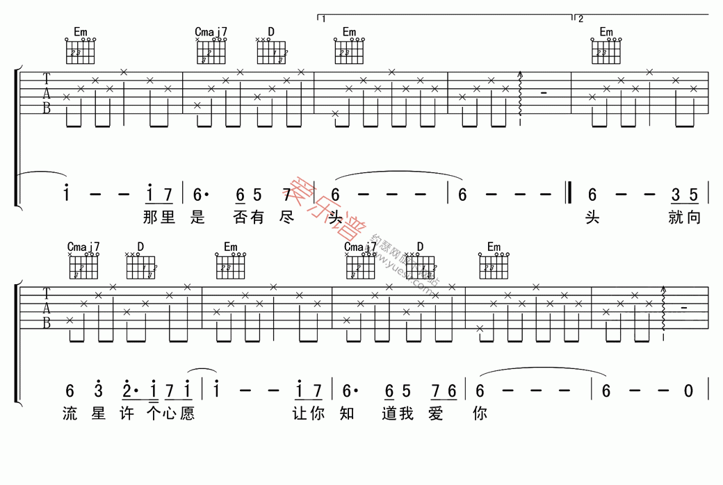 张柏芝《星语心愿(高清版)》 吉他谱