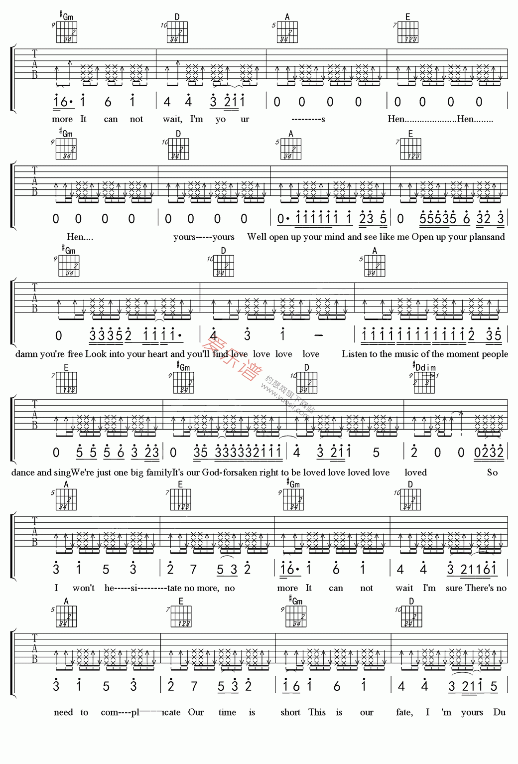 Jason Mraz《I'm yours(我是你的)》 吉他谱