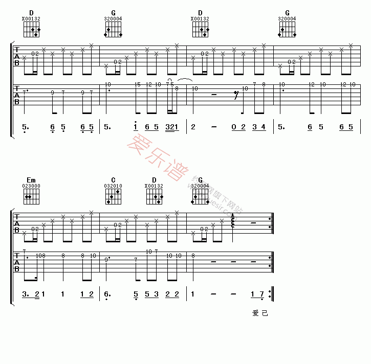陈百强《偏偏喜欢你》 吉他谱