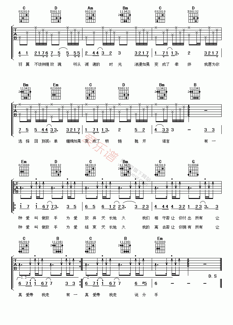 阿木《有一种爱叫做放手》 吉他谱