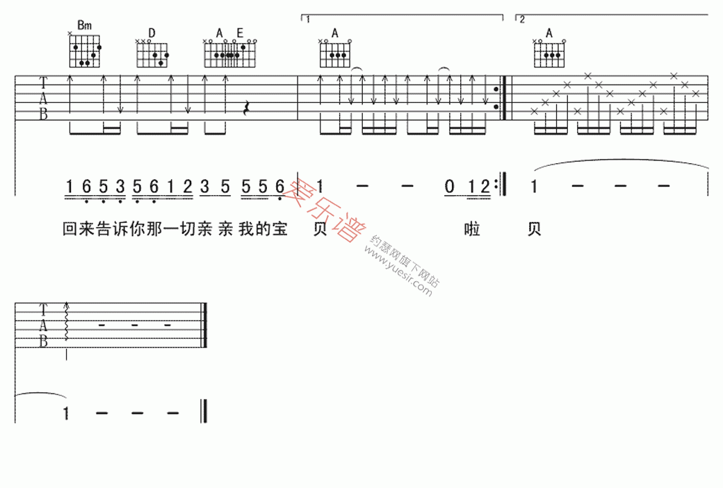 周华健《亲亲我的宝贝》 吉他谱