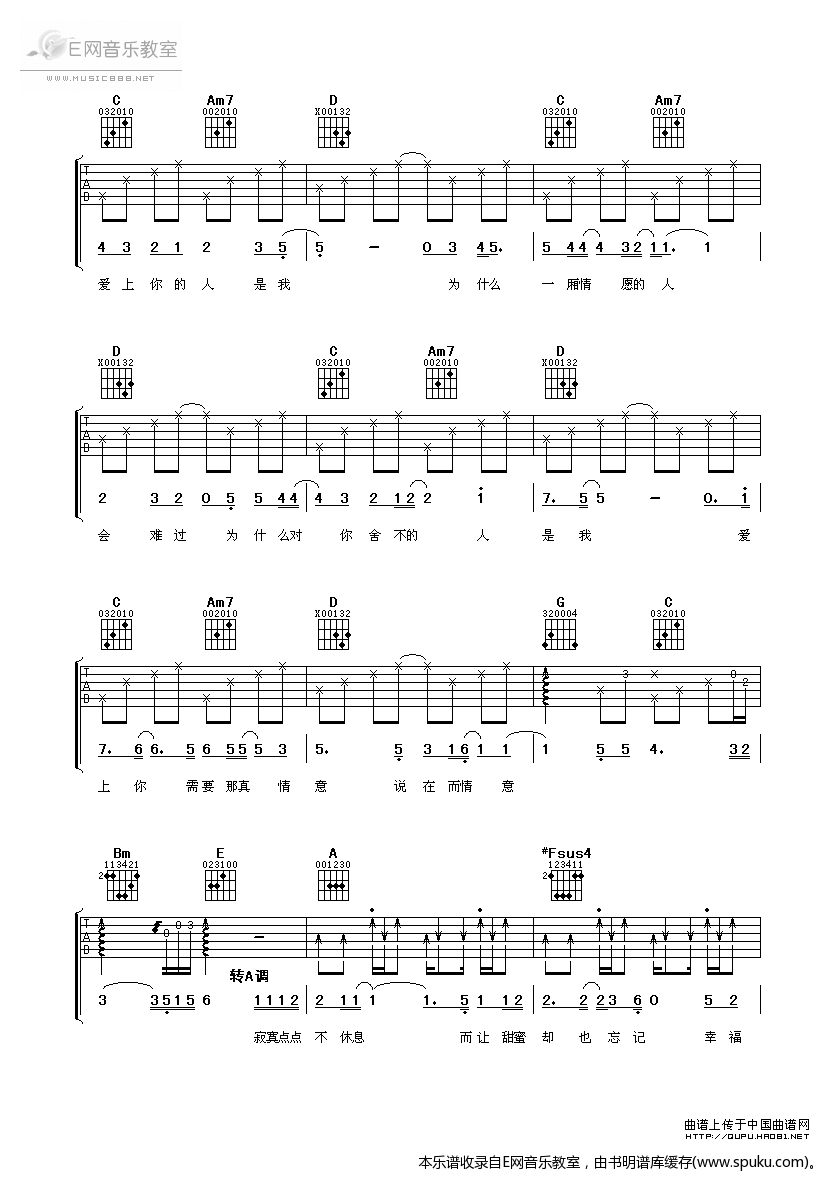 沉默玩具-曹格 吉他谱