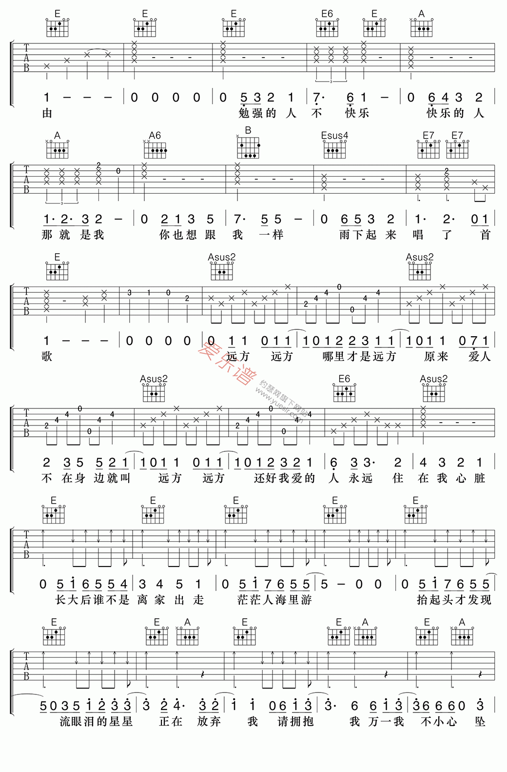 卢广仲《大人中》 吉他谱