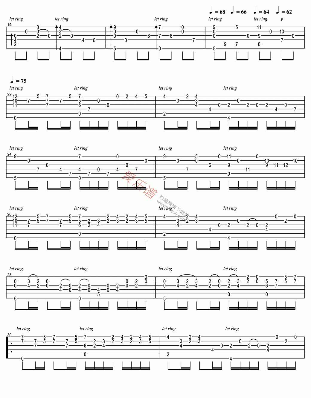 押尾桑《Canon(卡农)》 吉他谱