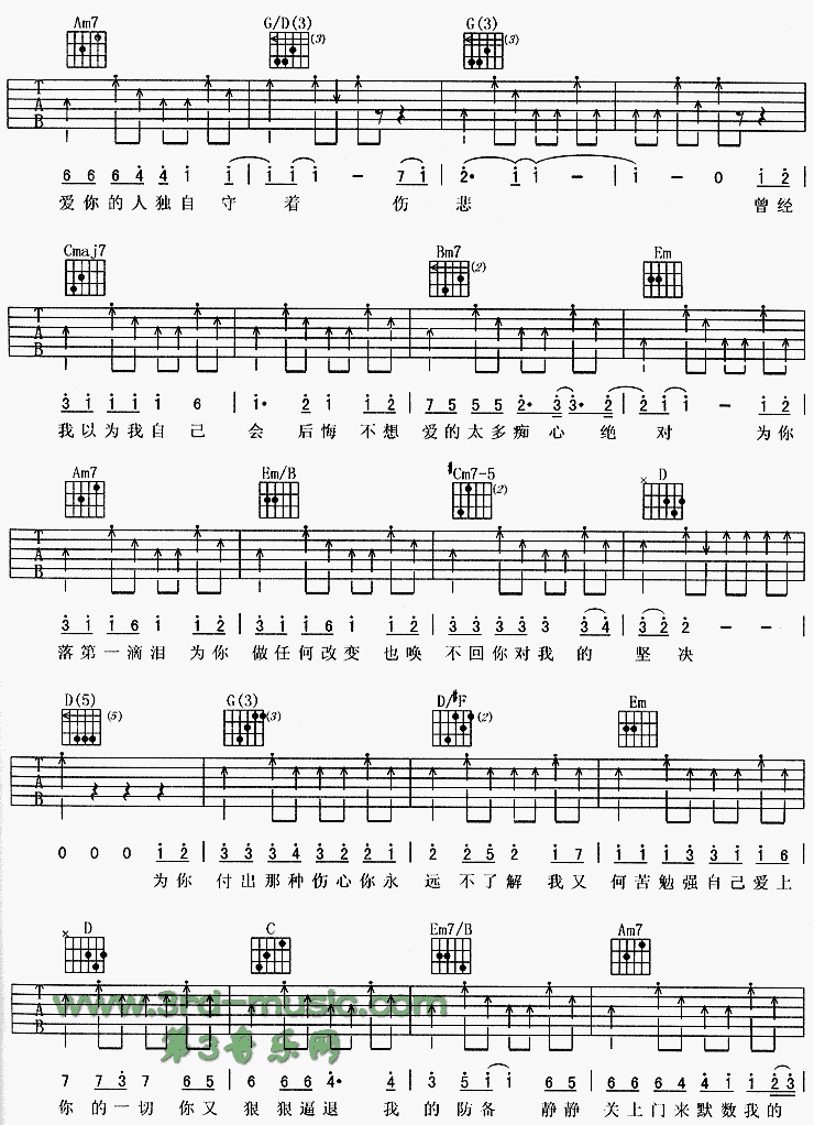 痴心绝对(《爱上痞子男》片头曲) 吉他谱