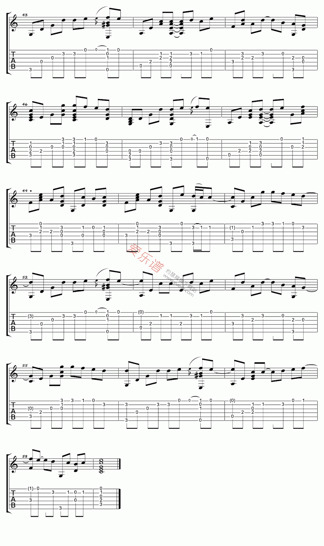 卢家宏《Right here waiting(此情可待)》 吉他谱